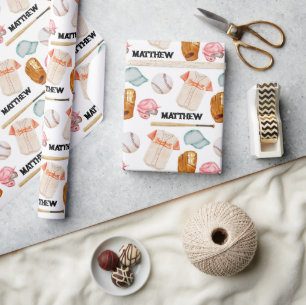 Papier Cadeau Papier d'enveloppement Motif de baseball