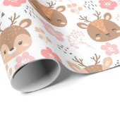 Papier Cadeau Papier d'enveloppement Motif de cerfs adorable (Coin rond)