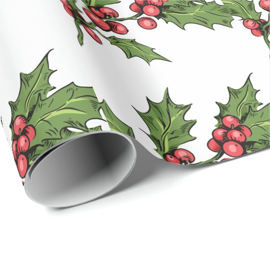 Papier Cadeau Papier d'enveloppement Motif de Mistletoe vert de (Coin rond)