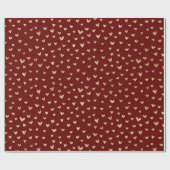 Papier Cadeau Papier d'enveloppement Motif des Coeurs dorés fonc (Plat)