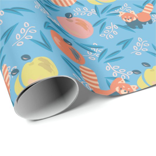 Papier Cadeau Papier d'enveloppement Motif Panda Sky Blue (Coin rond)