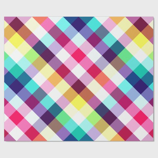 Papier Cadeau Papier d'enveloppement Motif Plaid Rainbow Funky (Plat)