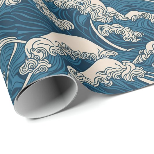 Papier Cadeau Papier d'enveloppement Motif Wave japonais (Coin rond)