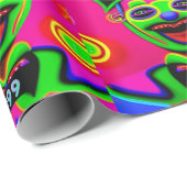 Papier Cadeau Papier d'enveloppement néon des elfes de Noël (Coin rond)