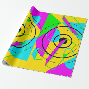Papier Cadeau Papier d'enveloppement Neon Yellow et Rose Spiral 