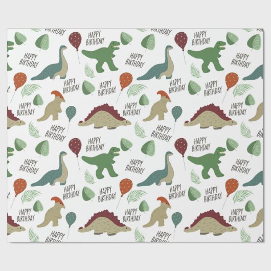 Papier Cadeau Papier d'enveloppement Neutre Dinosaure (Plat)