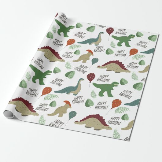 Papier Cadeau Papier d'enveloppement Neutre Dinosaure (Déroulé)