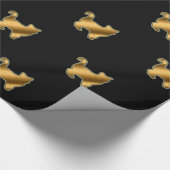 Papier Cadeau Papier d'enveloppement noir en or de chat moderne (Coin)