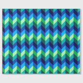 Papier Cadeau Papier d'enveloppement Ombre Vert Bleu Chevrons (Plat)