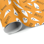 Papier Cadeau Papier d'enveloppement orange pour Halloween Boo G (Coin rond)