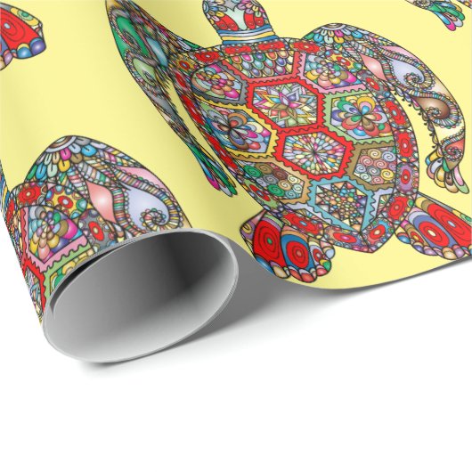 Papier Cadeau Papier d'enveloppement orné du concepteur de tortu (Coin rond)