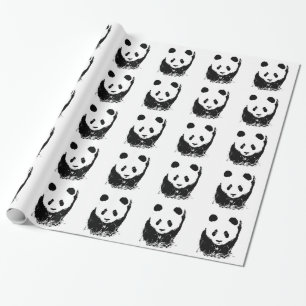 Papier Cadeau Papier d'enveloppement Panda d'art Pop Noir & Blan