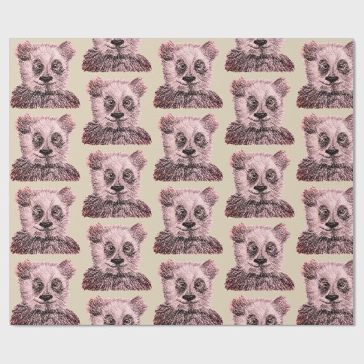 Papier Cadeau Papier d'enveloppement Panda Matte (Plat)