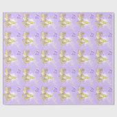 Papier Cadeau Papier d'enveloppement papillon de pêche violet (Plat)