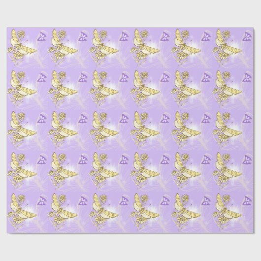 Papier Cadeau Papier d'enveloppement papillon de pêche violet (Plat)