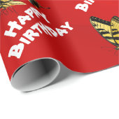 Papier Cadeau Papier d'enveloppement papillon jaune (Coin rond)