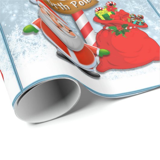 Papier Cadeau Papier d'enveloppement Père Noël du Pôle Nord (Coin rond)