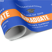 Papier Cadeau Papier d'enveloppement personnalisé orange et bleu (Coin rond)