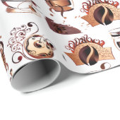 Papier Cadeau Papier d'enveloppement pour amateurs de café (Coin rond)