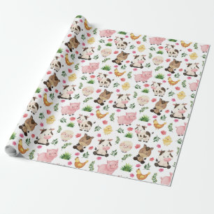 Papier Cadeau Papier d'enveloppement pour animaux de ferme migno