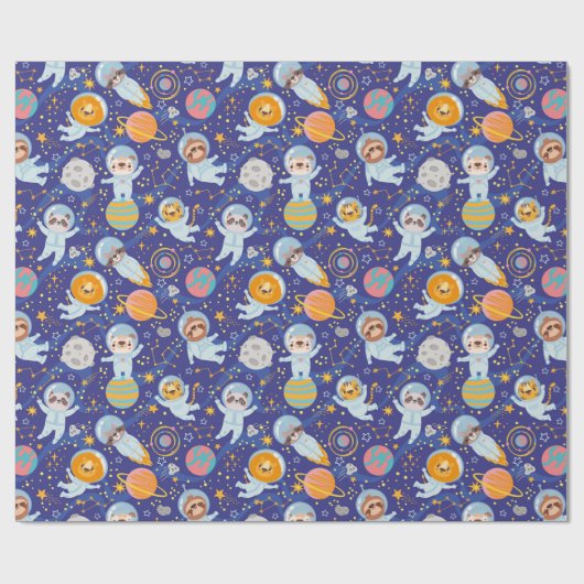 Papier Cadeau Papier d'enveloppement pour animaux spatiaux (Plat)