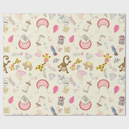Papier Cadeau Papier d'enveloppement pour bébé animal (Plat)