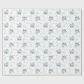Papier Cadeau Papier d'enveloppement pour bébé bleu et menthe ve (Plat)
