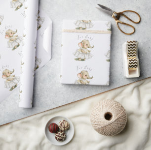 Papier Cadeau Papier d'enveloppement pour bébé Eléphant mignon S