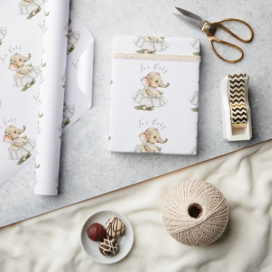 Papier Cadeau Papier d'enveloppement pour bébé Eléphant mignon S (Artisanat)