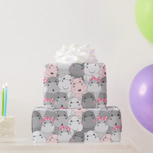 Papier Cadeau Papier d'enveloppement pour bébé mignon Hippopotam