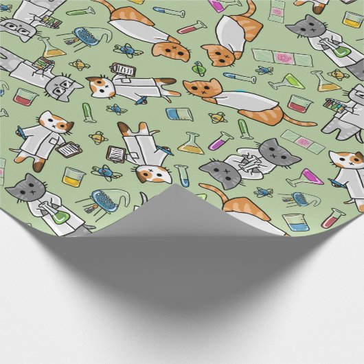 Papier Cadeau Papier d'enveloppement pour chats scientifiques (Coin)