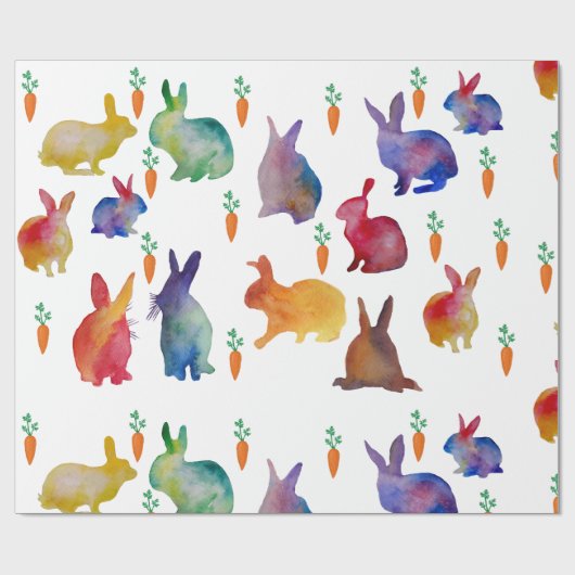 Papier Cadeau Papier d'enveloppement pour lapins et carottes (Plat)