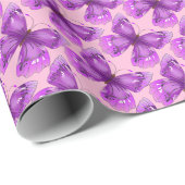 Papier Cadeau Papier d'enveloppement pour les Papillons violets (Coin rond)
