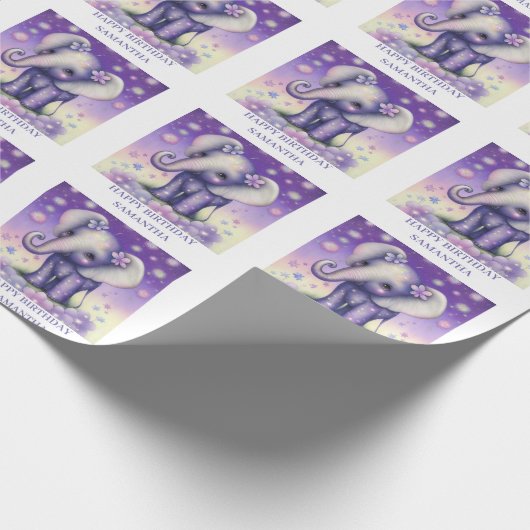 Papier Cadeau Papier d'enveloppement PURPLE Eléphant le plus pur (Coin)