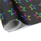 Papier Cadeau Papier d'enveloppement Rainbow Stars (Coin rond)