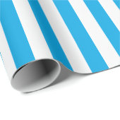 Papier Cadeau Papier d'enveloppement rayé bleu et blanc Albatros (Coin rond)