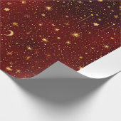 Papier Cadeau Papier d'enveloppement Red et Gold Star | Vacances (Coin)