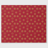 Papier Cadeau Papier d'enveloppement Red Gold Snowflakes (Plat)