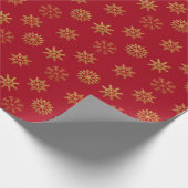Papier Cadeau Papier d'enveloppement Red Gold Snowflakes (Coin)