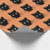 Papier Cadeau Papier d'enveloppement rétro noir Chat Halloween (Coin)