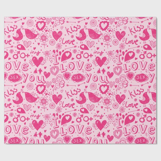 Papier Cadeau Papier d'enveloppement romantique Motif chaud et d (Plat)