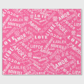 Papier Cadeau Papier d'enveloppement rose avec texte d'amour mul (Plat)