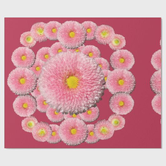 Papier Cadeau Papier d'enveloppement rose Fleurs de marguerite (Plat)