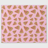 Papier Cadeau Papier d'enveloppement rose Motif Pizza Party (Plat)