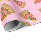 Papier Cadeau Papier d'enveloppement rose Motif Pizza Party (Coin rond)