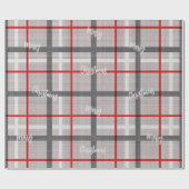 Papier Cadeau Papier d'enveloppement rouge gris Noël (Plat)