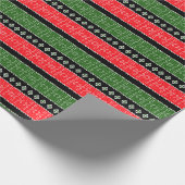 Papier Cadeau Papier D'Enveloppement Rouge Vert Et Noir En Tissu (Coin)