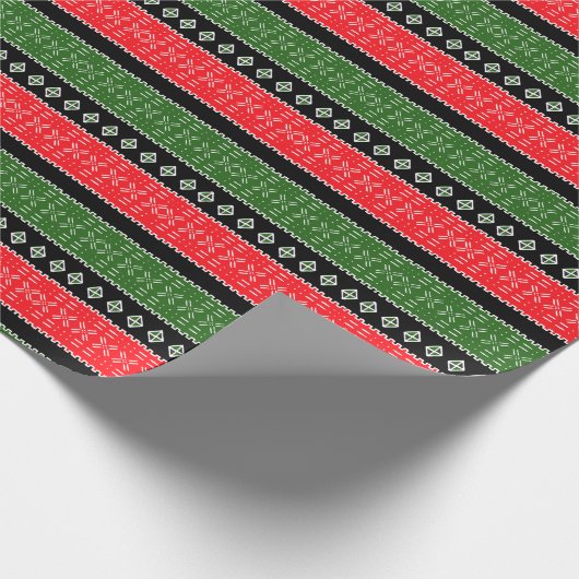 Papier Cadeau Papier D'Enveloppement Rouge Vert Et Noir En Tissu (Coin)