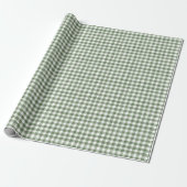 Papier Cadeau Papier d'enveloppement rustique En vichy vert (Déroulé)