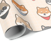 Papier Cadeau Papier d'enveloppement Shiba Inu (Coin rond)